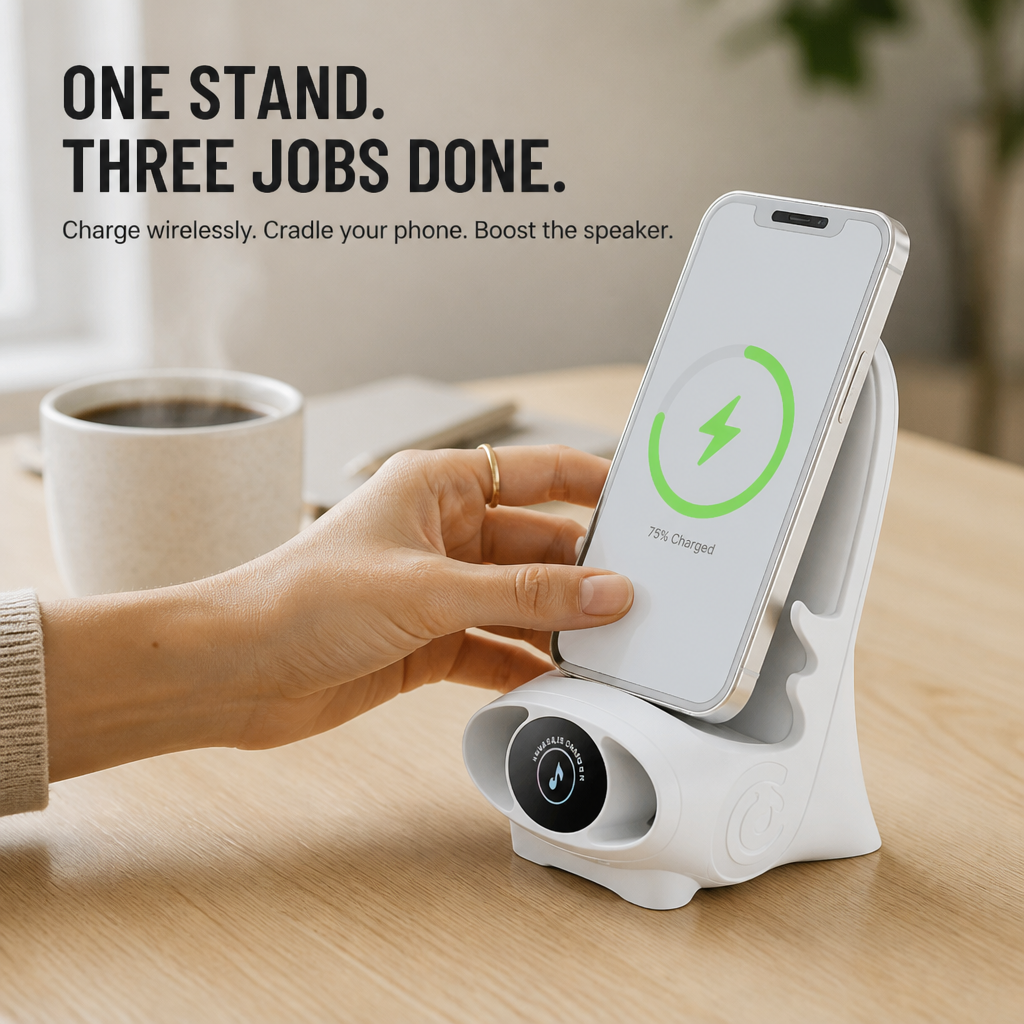 PowerPad Pro™ — Cradle, Charge, and Boost Your Phone All in One Compact Stand