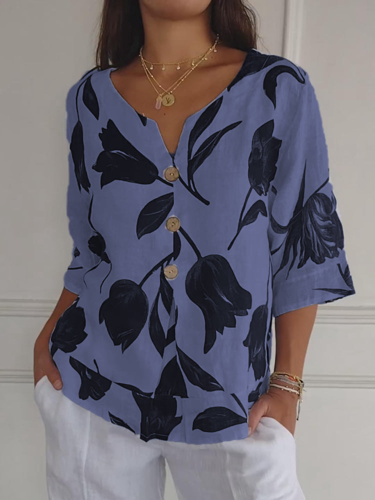 ZephyraLuxe™ Linen V-Neck Top — Remain Cool, Crisp, and Perfectly Poised All Day