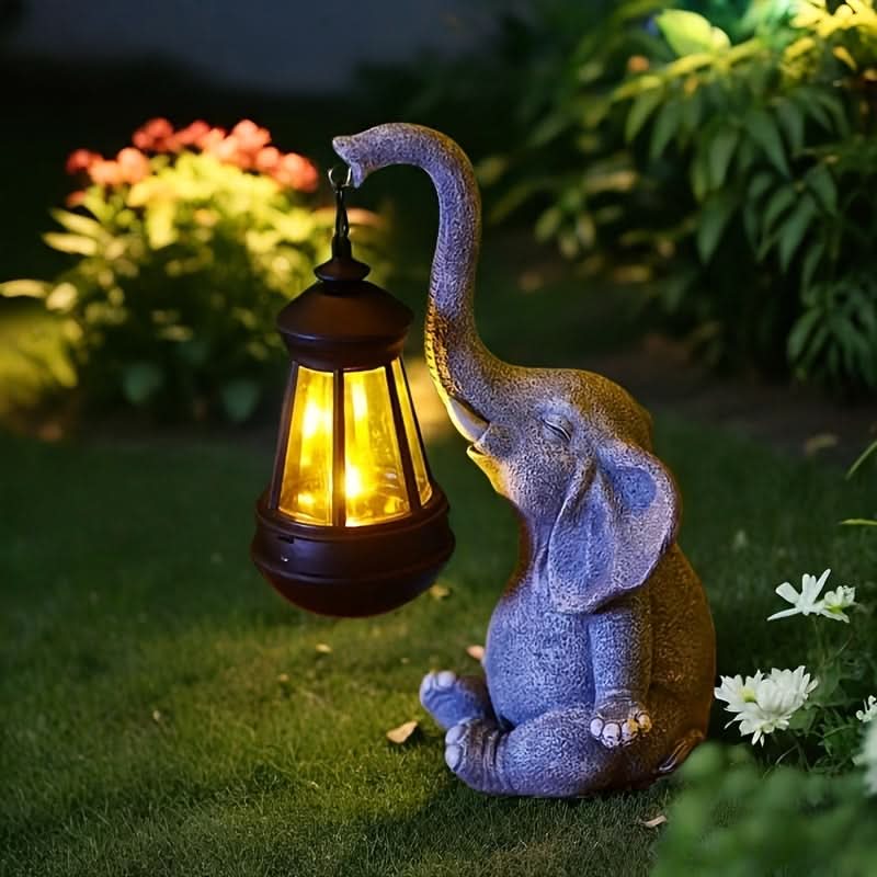 Solar Garden Lantern Light in Elephant Design
