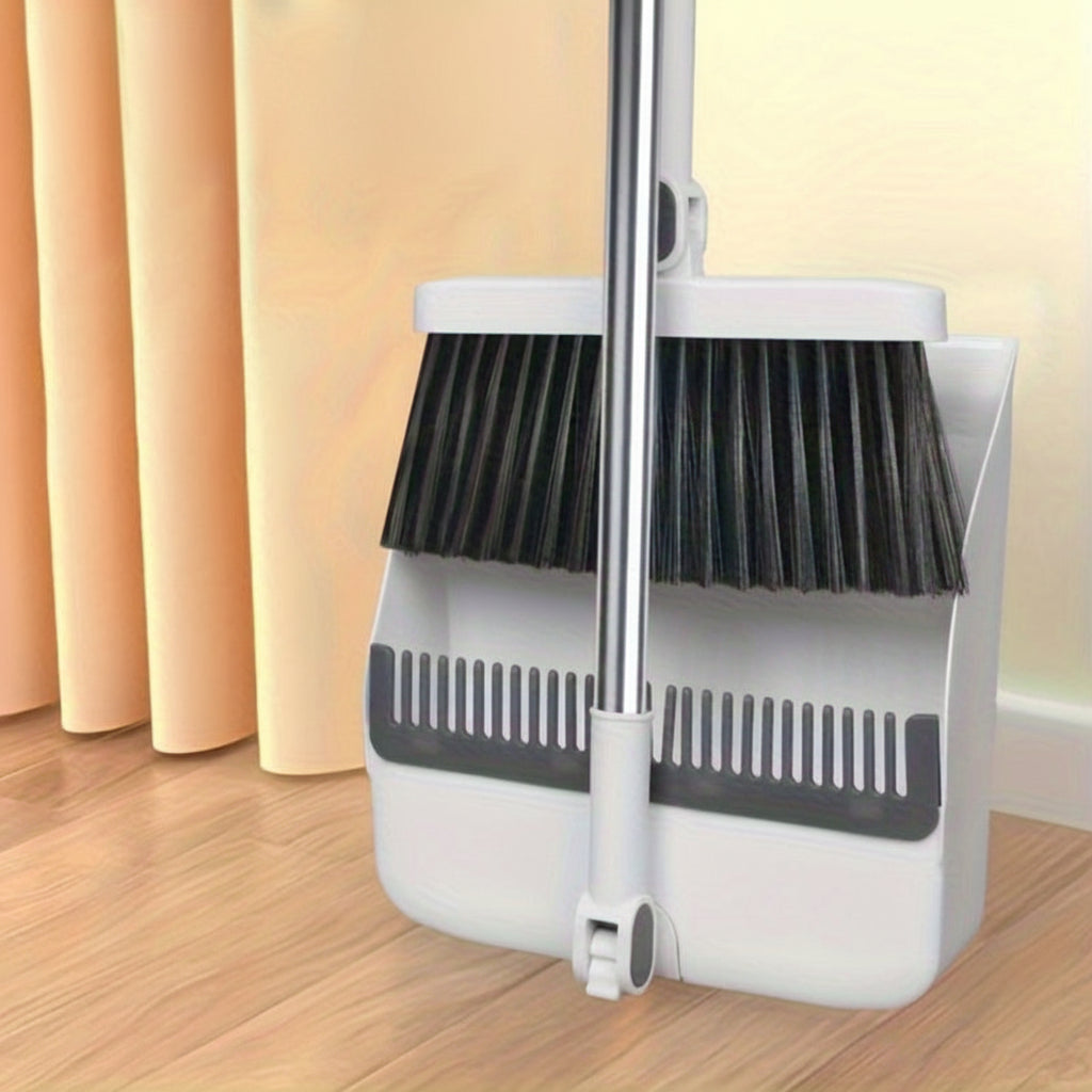 SwiftSweep Elite – Versatile Broom & Dustpan Combo with Hair Removal Teeth