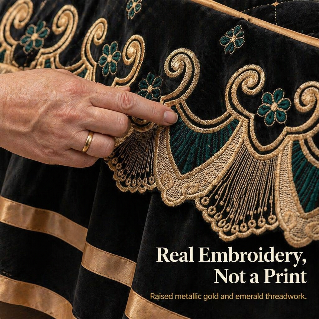 RamvoaLuxe™ — Dress Your Bed with Embroidered Lace and Gold-Ribbon Hotel-Suite Elegance