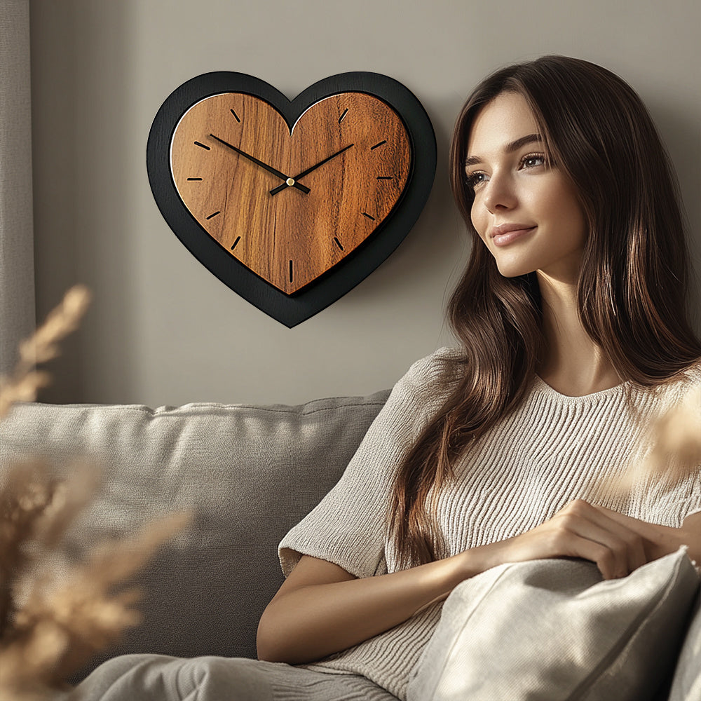Heartfelt Elegance – Rustic Wooden Wall Clock