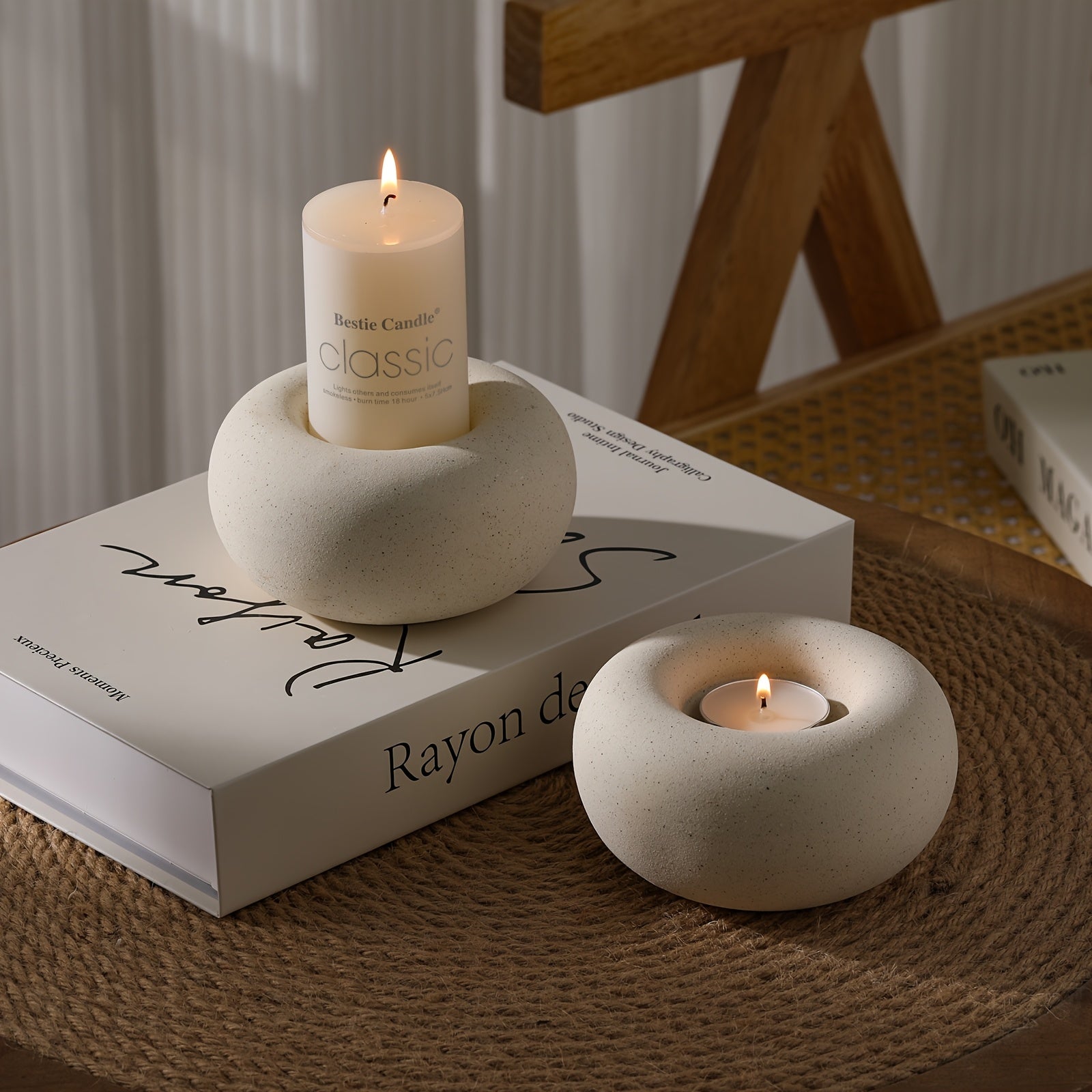 Elegant White Ceramic Candle Holder for Stylish Decor