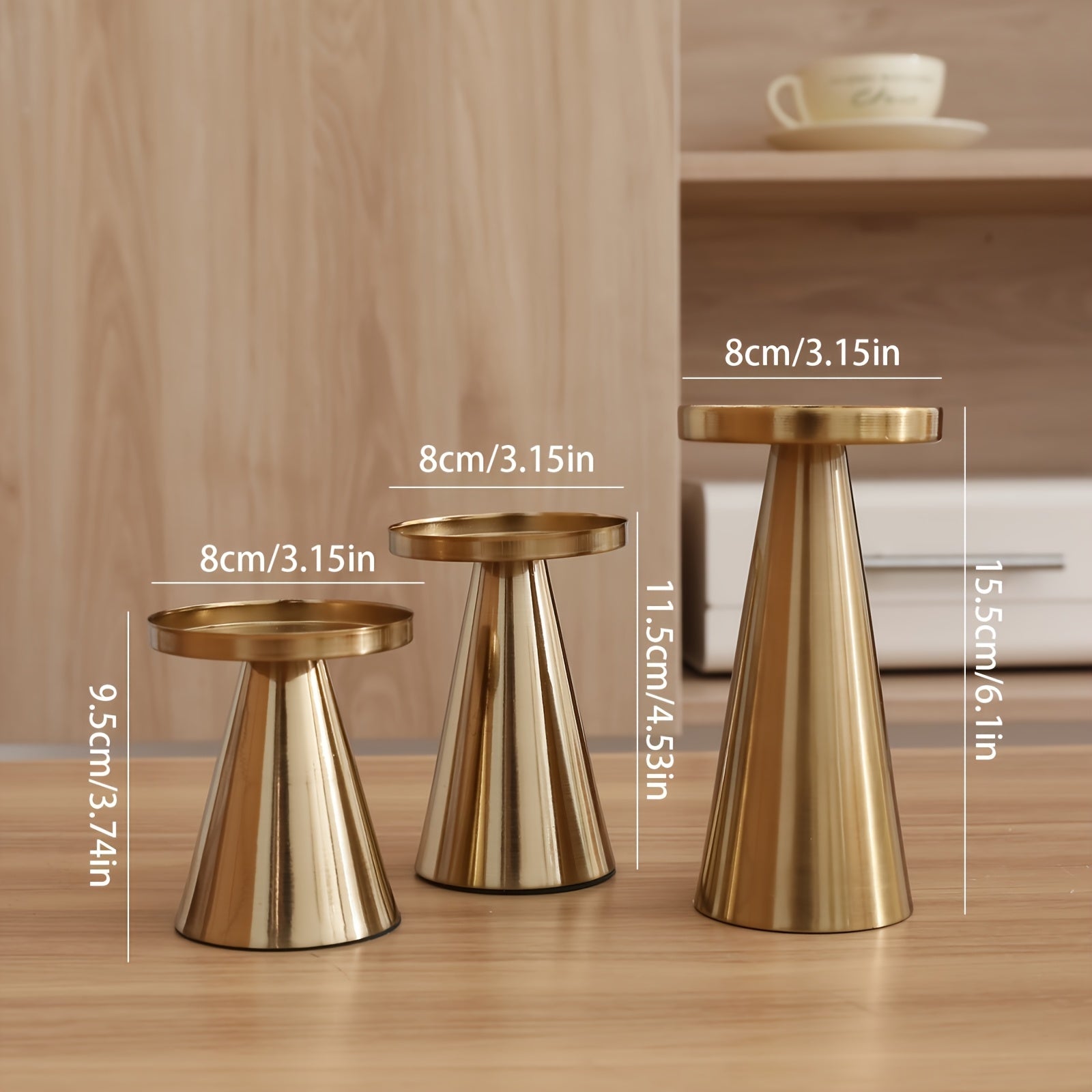 Trinity Elegance – Triad of Iron Cone Candle Holders