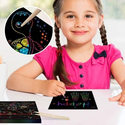 Rainbow Scratch Art Kit for Kids with Vibrant Colors