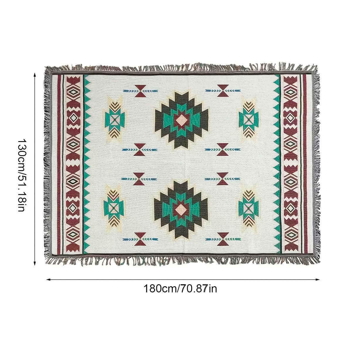 Southwestern Patterned Jacquard Blanket for Picnics