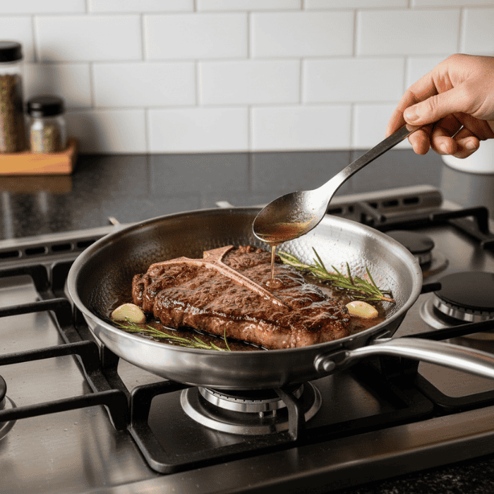 Stainless Steel | Non-Coated Searing | Even Heat Distribution | TitanCore