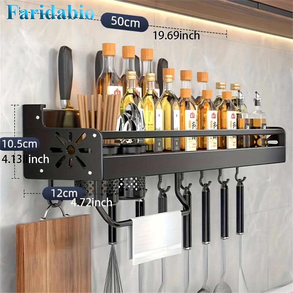 Wall-Mounted Kitchen Storage Rack for Organizing Utensils