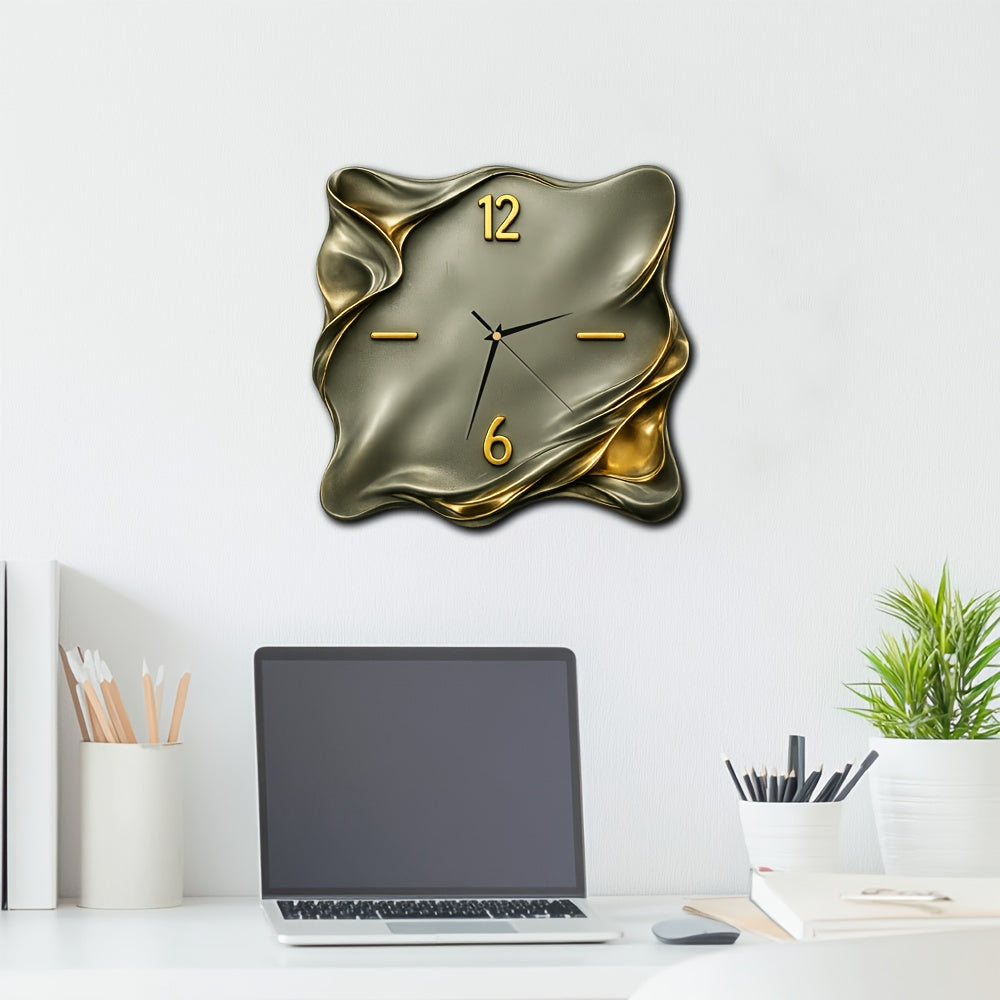 Timeless Wood Square Wall Clock with Luxe Gold Trim