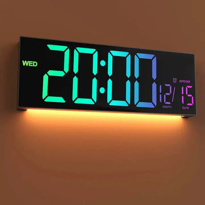 Oversized Digital Wall Clock with RGB Lighting