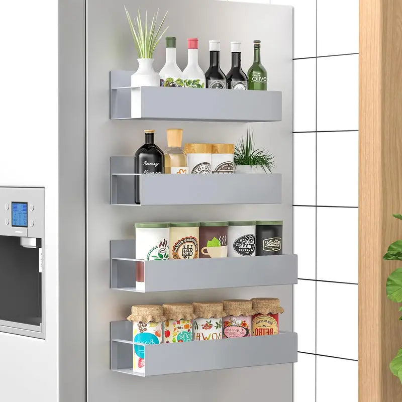 Spice Organizer | 4-Piece, Magnetic – Powder-Coated | Drill-Free Installation | KitchenDock