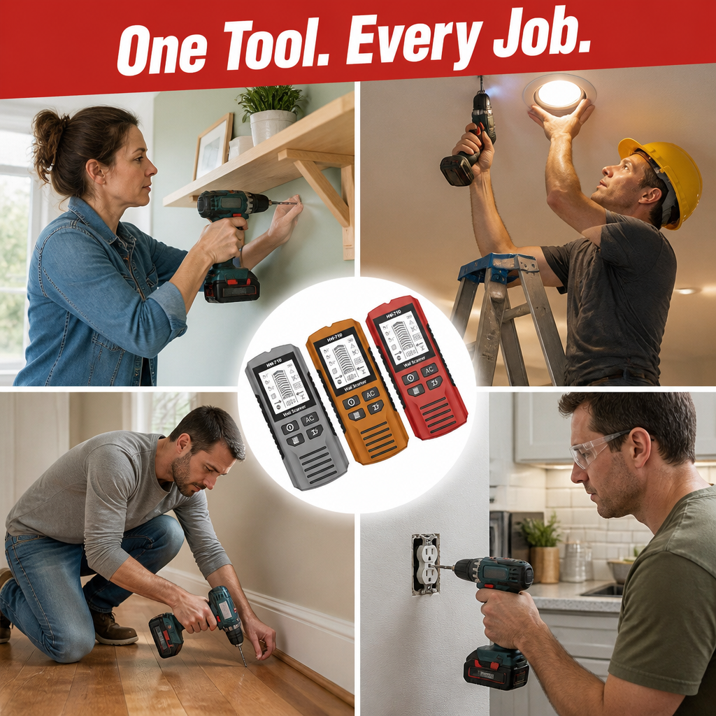 WallScout™ HW-710 — Locate Studs, Wires & Pipes Ahead of Drilling | 5-Mode Scanner