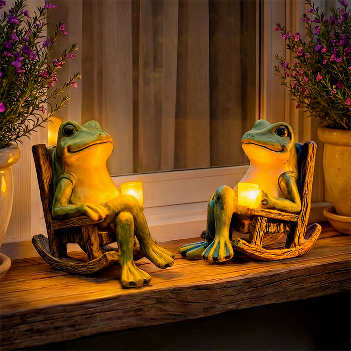 Solar Frog Outdoor Light Featuring Rocking Chair Style