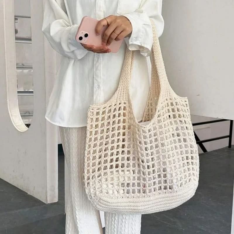 Crochet Beach Tote Bag with Woven Design