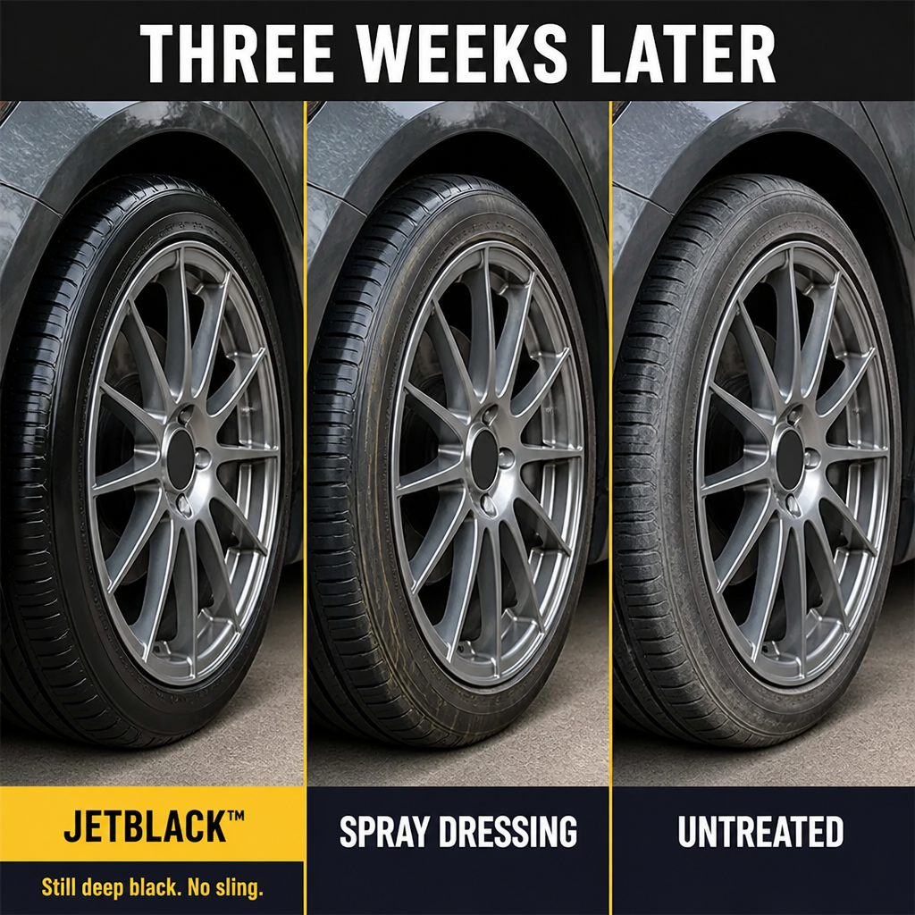 MidnightSheen™ — Deep-Black Shine That Revives and Protects Your Tires for Weeks