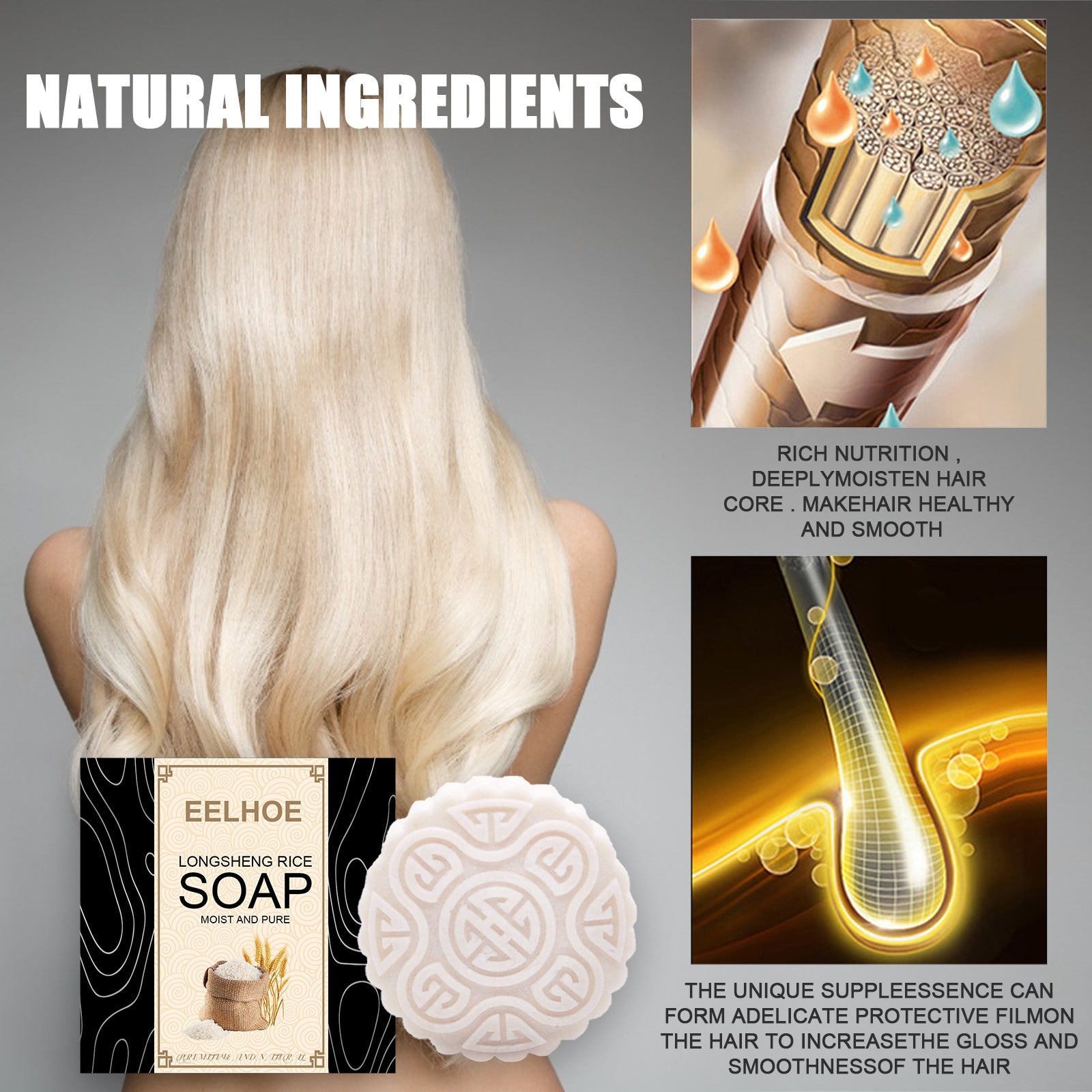 SilkRoot™ Rice Water Shampoo Bar — Revive Your Hair’s Full, Lush Glory with Every Wash