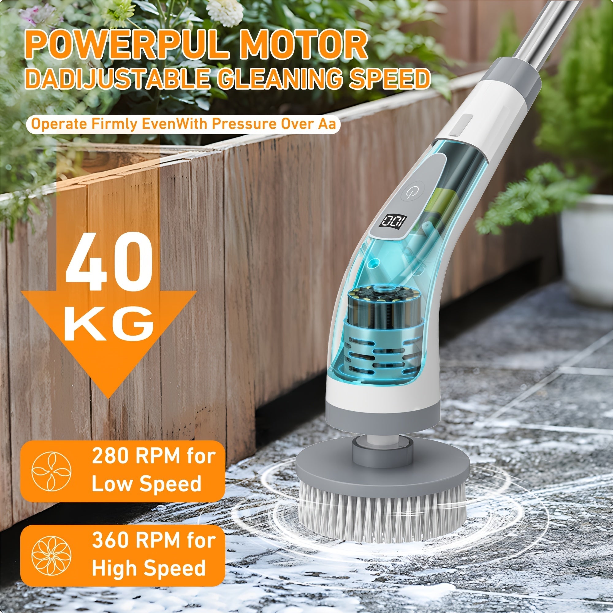 EazyClean - Cordless Electric Scrubbing Tool with Extendable Grip
