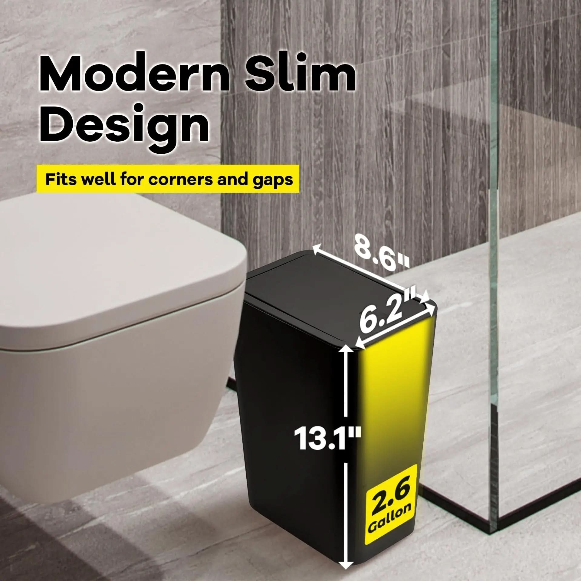 Slim Top Trash Bin 10L - Space-Saving Design