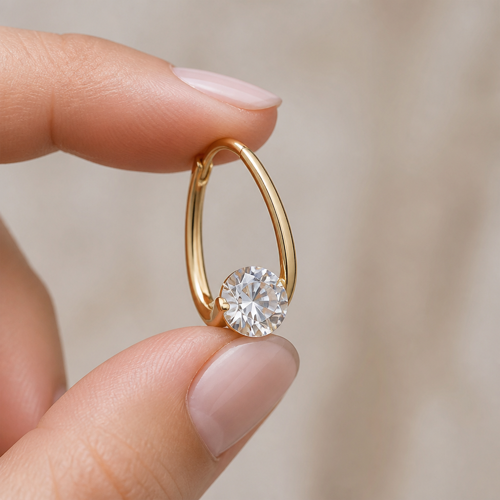 LuxeLume™ – Elegant Teardrop Hoop Earrings Featuring Zirconia Stone