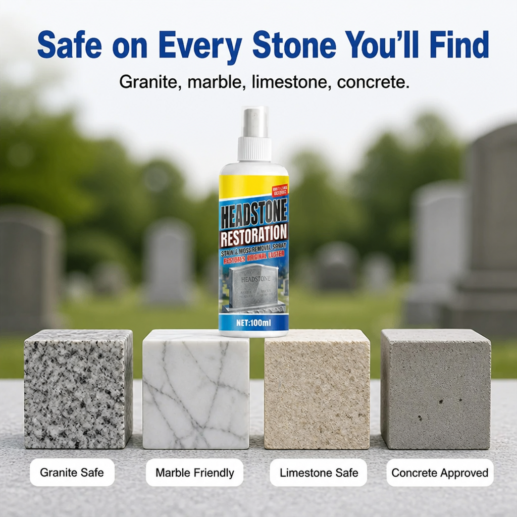 ReViveStone™ — Remove Moss, Algae & Yellow Stains From Memorial Stone Fast