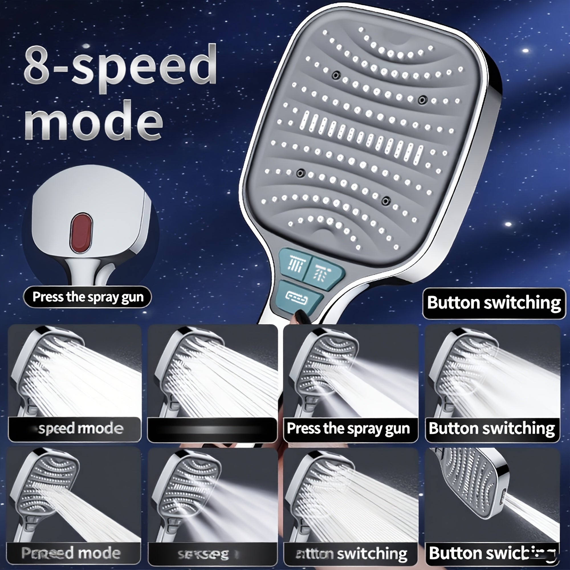 AquaBliss - Premium Square Rain Shower System with 8 Versatile Spray Options