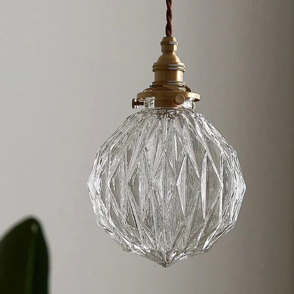 Pendant Light Glass Industrial Style with Globe Shade Textured