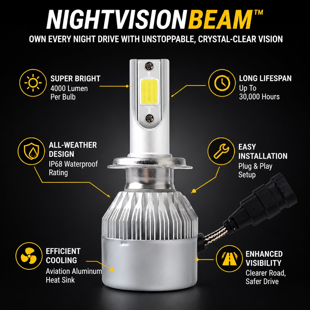 NightVisionBeam™ — Own Every Night Drive with Unstoppable, Crystal-Clear Vision