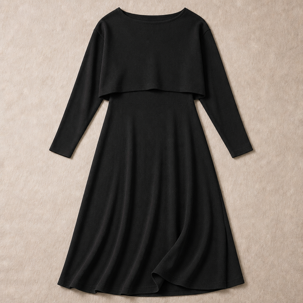 VivaBella™ – Sleek Two-Piece Knit Set with Asymmetrical One-Shoulder Top