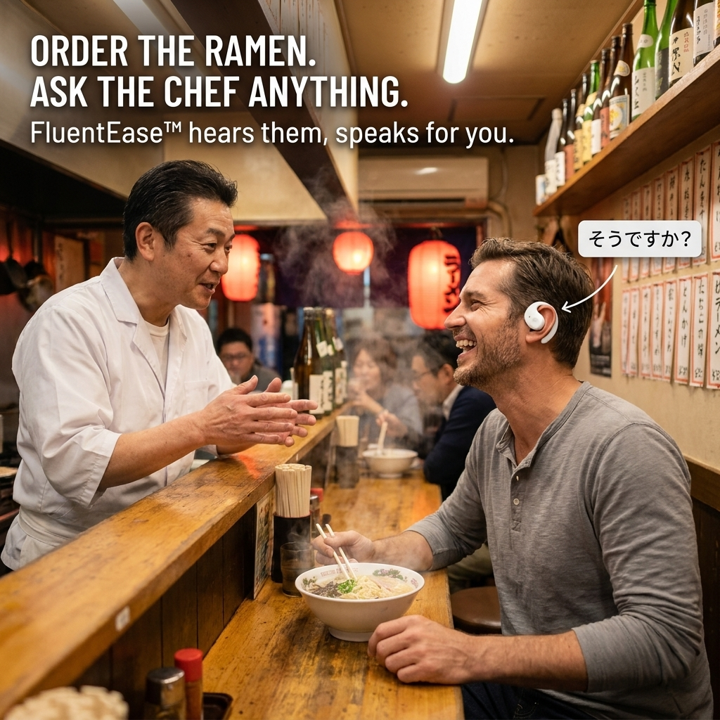 FluentEase™ — Communicate and Comprehend 144 Languages Hands-Free