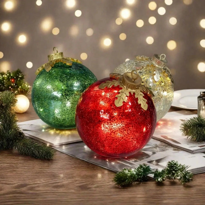 Glass Table Decorations Christmas Set of 3 — Add Sparkling Elegance to Any Table