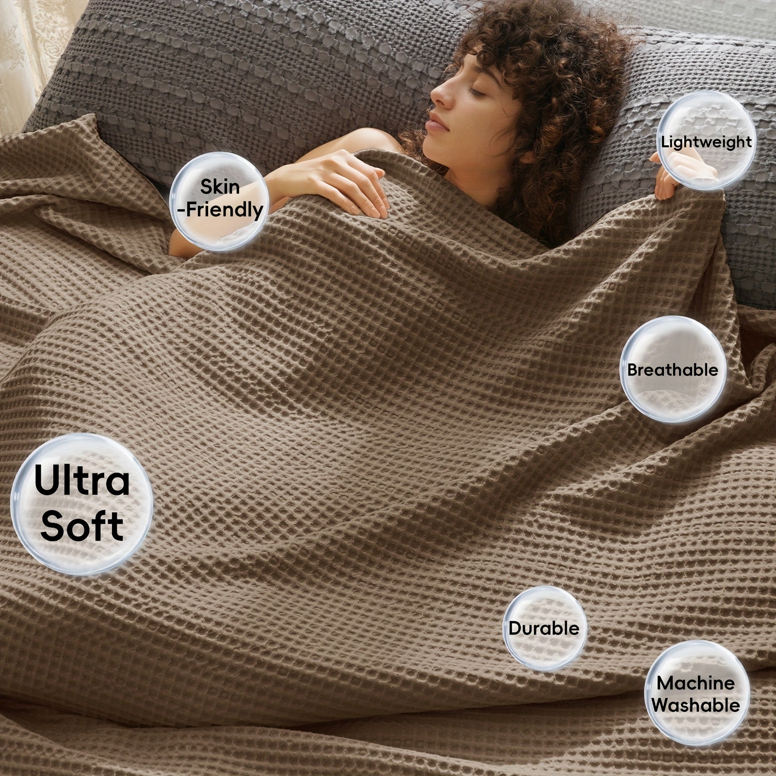 BREEZEWEAVE – All-Season Lightweight Waffle Blanket for Ultimate Comfort