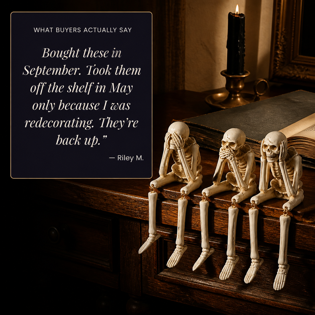 ChuckLuxe™ — Dress Your Shelf with the Dangling-Leg Skeleton Trio Everyone’s Talking About | Set of 3