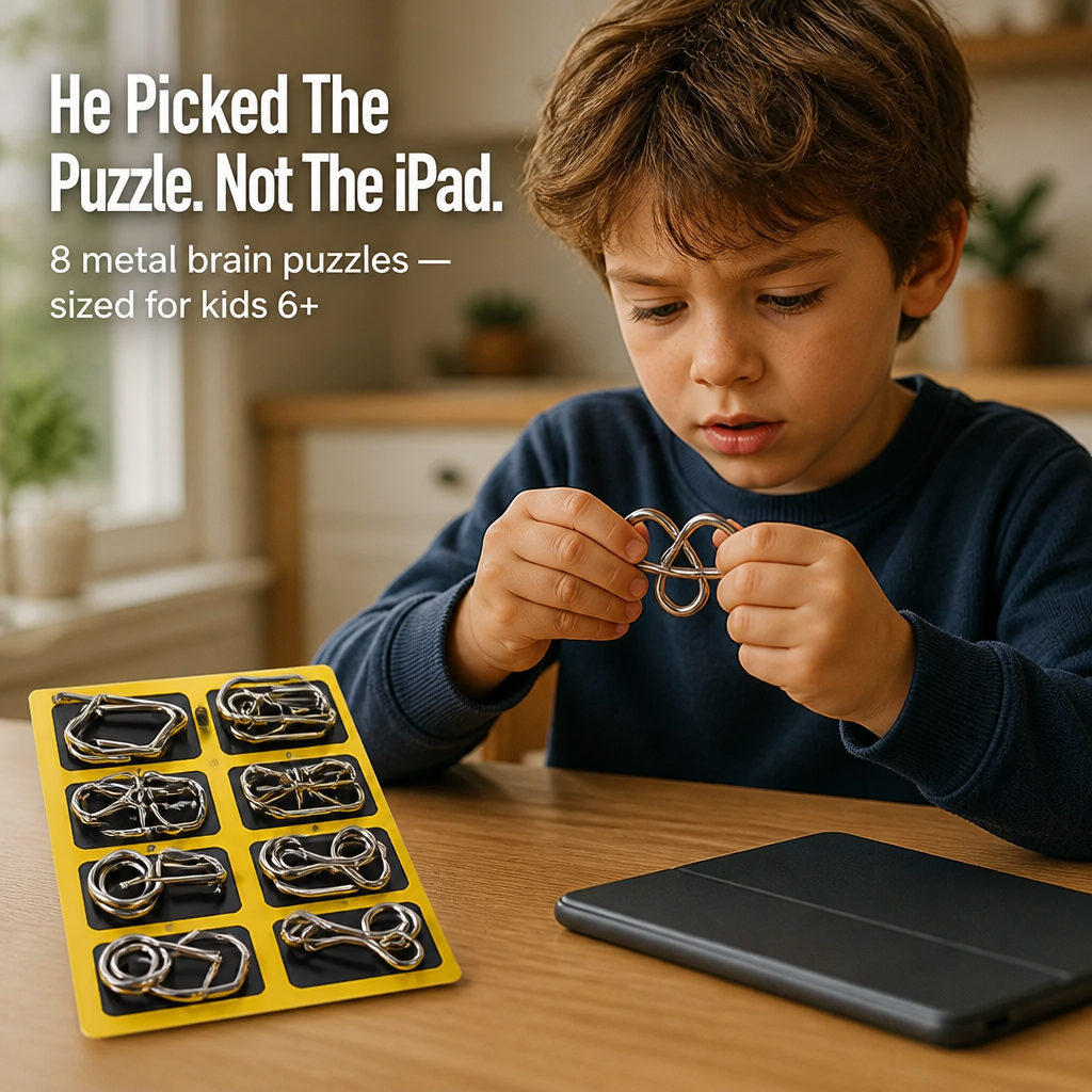MindCrack™ — Draw Them Away From Screens With 8 Interactive Metal Brain Teasers