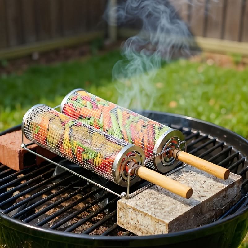 Stainless Steel Grill Basket for Rolling Cooking