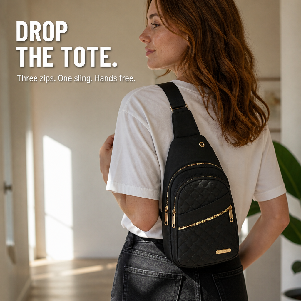 VertaCarry™ — Skip the Tote and Stow Your Day in Three Zip Pockets