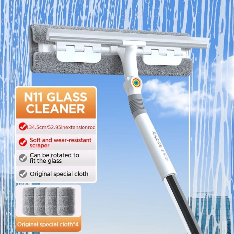 360-Degree Glass Squeegee with Extended Handle for Efficient Cleaning