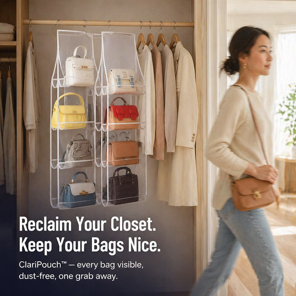 ClariPouch™ — Locate Every Handbag Instantly and Restore Clutter-Free Peace
