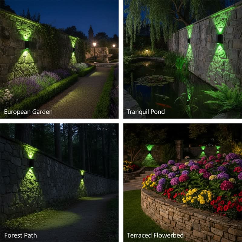 Solar Outdoor Wall Lamp Set with Color Changing Features