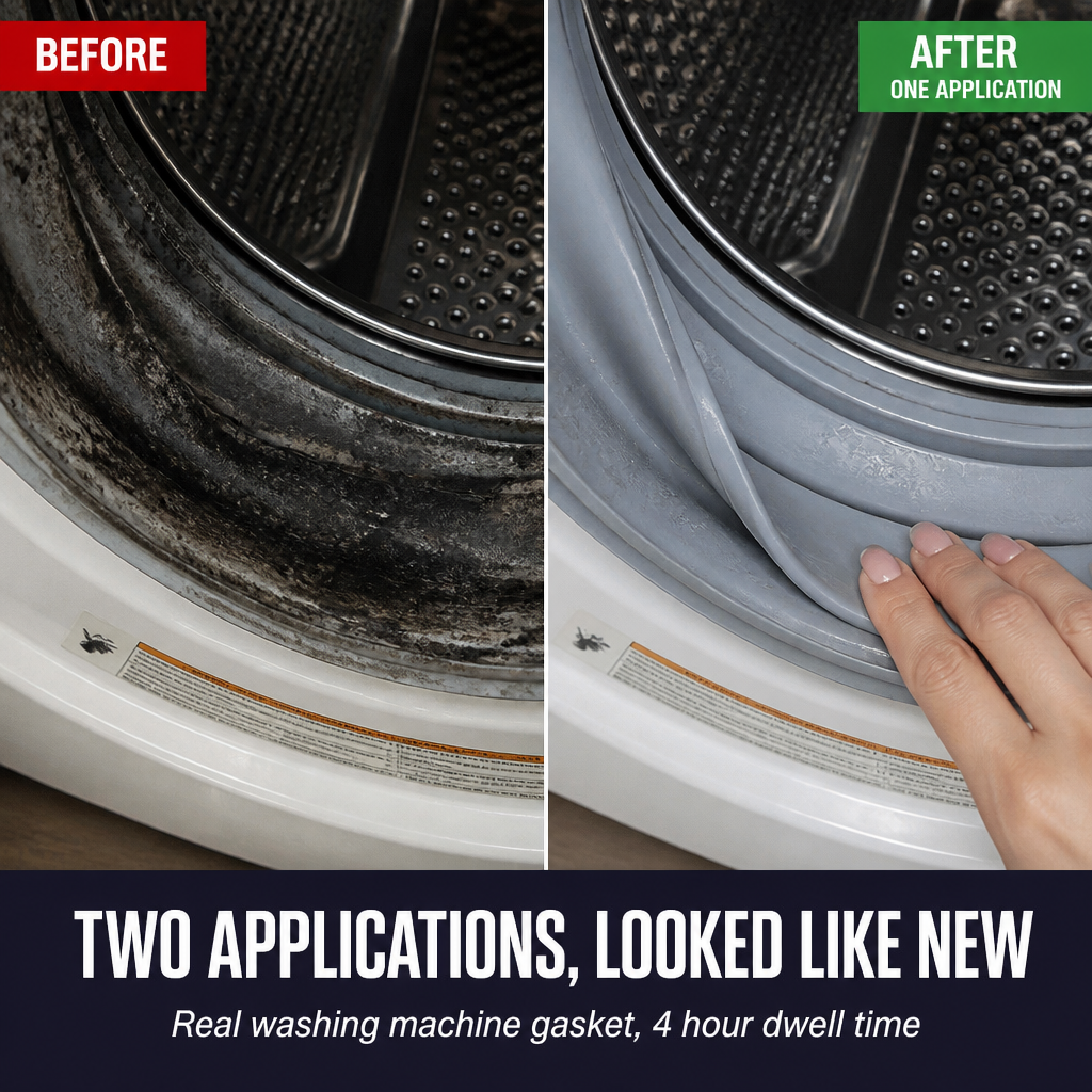 CrystalPure™ — Remove Black Mold from Washing Machine Seals & Grout Within Hours