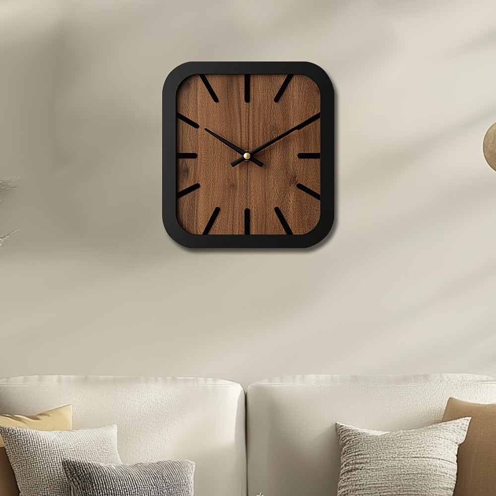 TimberCraft - Artisan Square Wooden Clock with Battery Operation