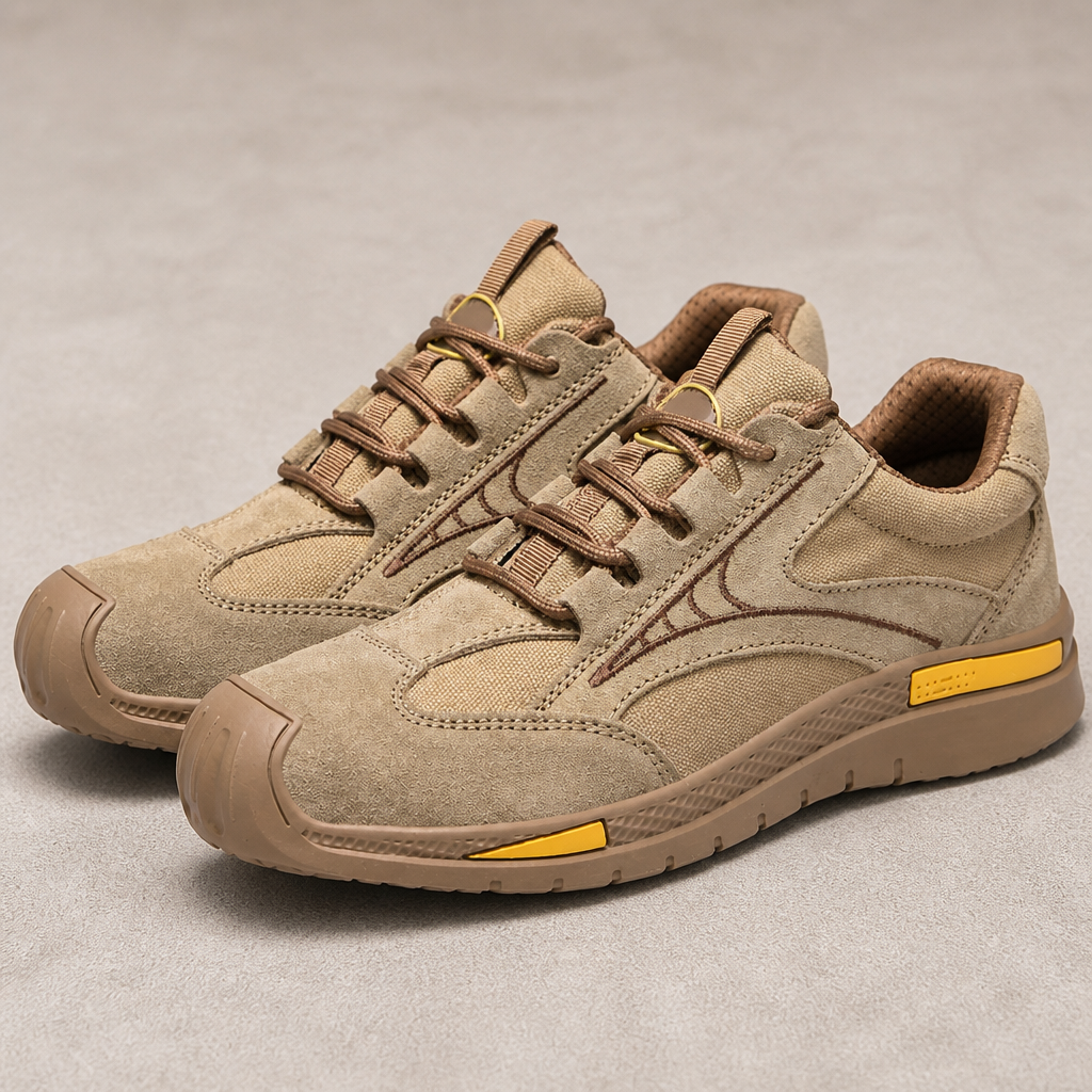FortressStride™ – Ventilated Steel-Toe Work Shoes Featuring Kevlar Puncture-Resistant Midsole