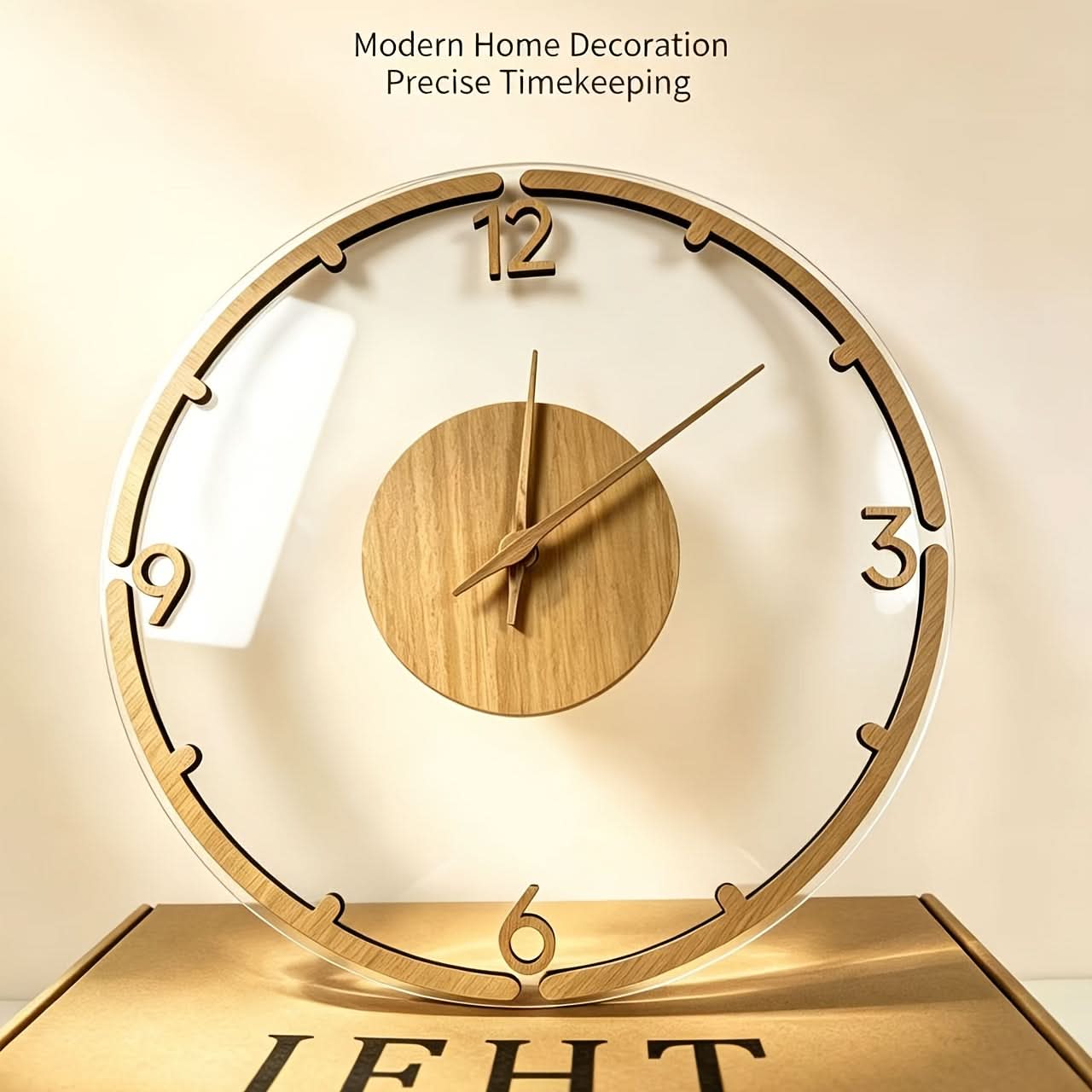 30 cm Minimalist Wall Clock in Wood and Acrylic Design