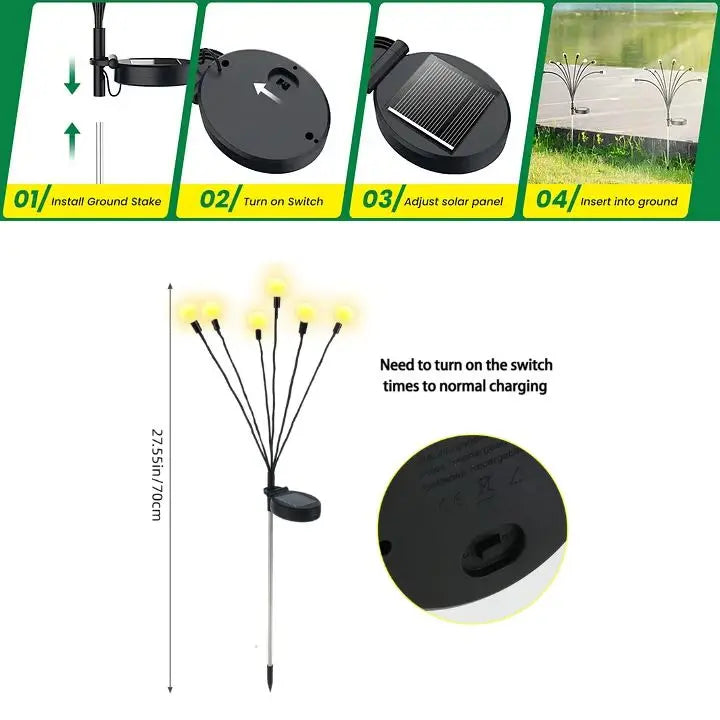 Waterproof Solar Firefly Lanterns with 6 LEDs