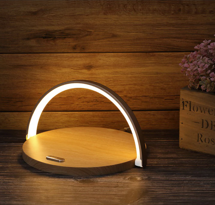 LED Nightstand Lamp Featuring Wireless Charging Pad