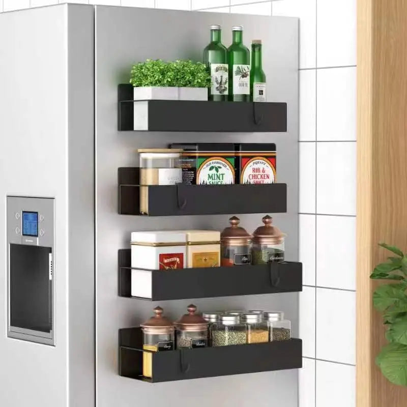 Spice Organizer | 4-Piece, Magnetic – Powder-Coated | Drill-Free Installation | KitchenDock