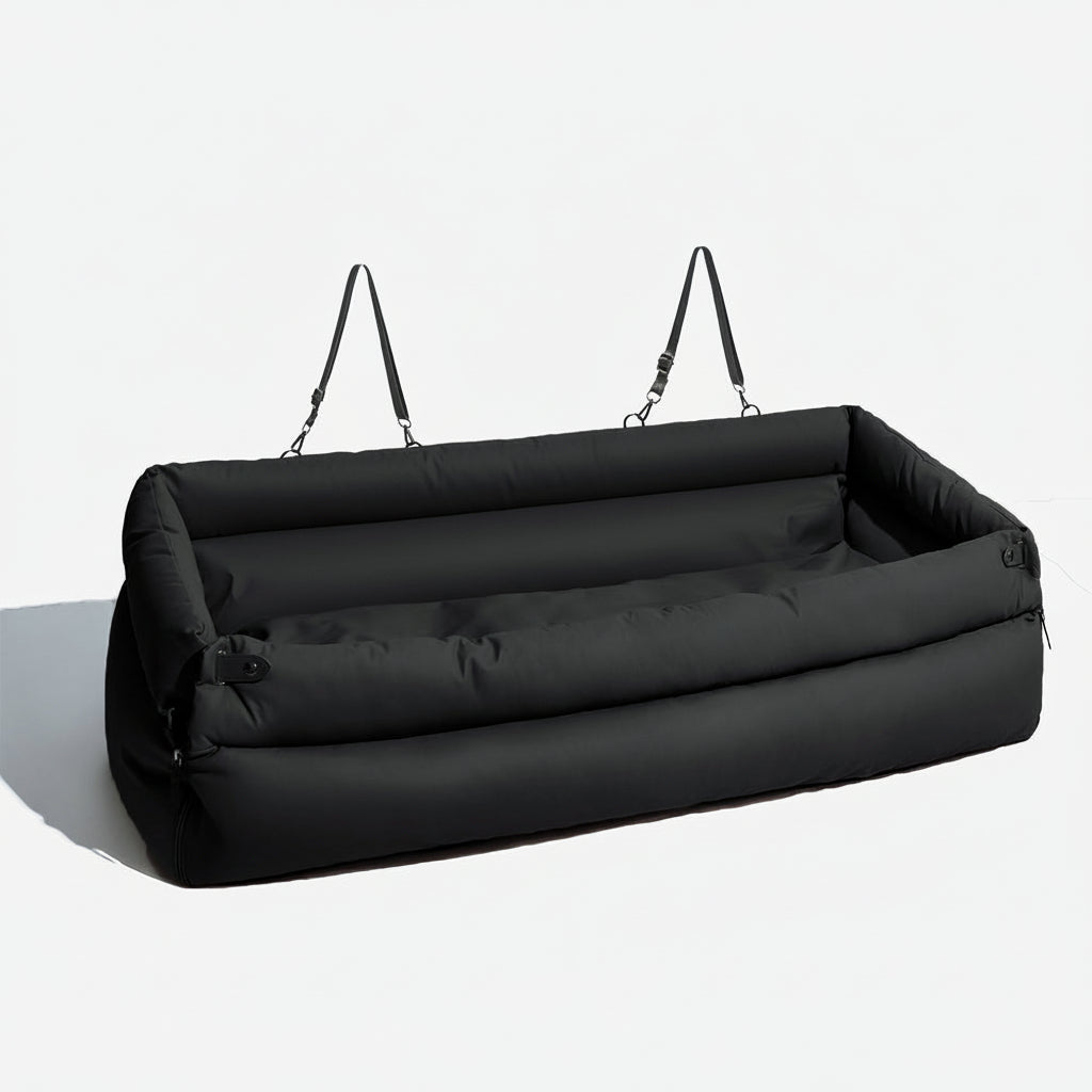 Luxurious Faux Leather Dog Car Seat Bed for Large Breeds