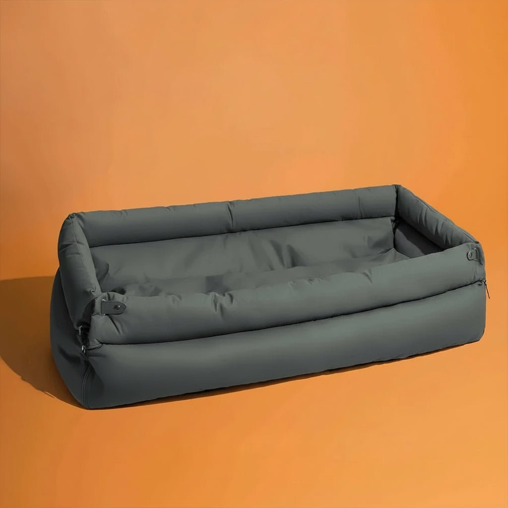 Luxurious Faux Leather Dog Car Seat Bed for Large Breeds