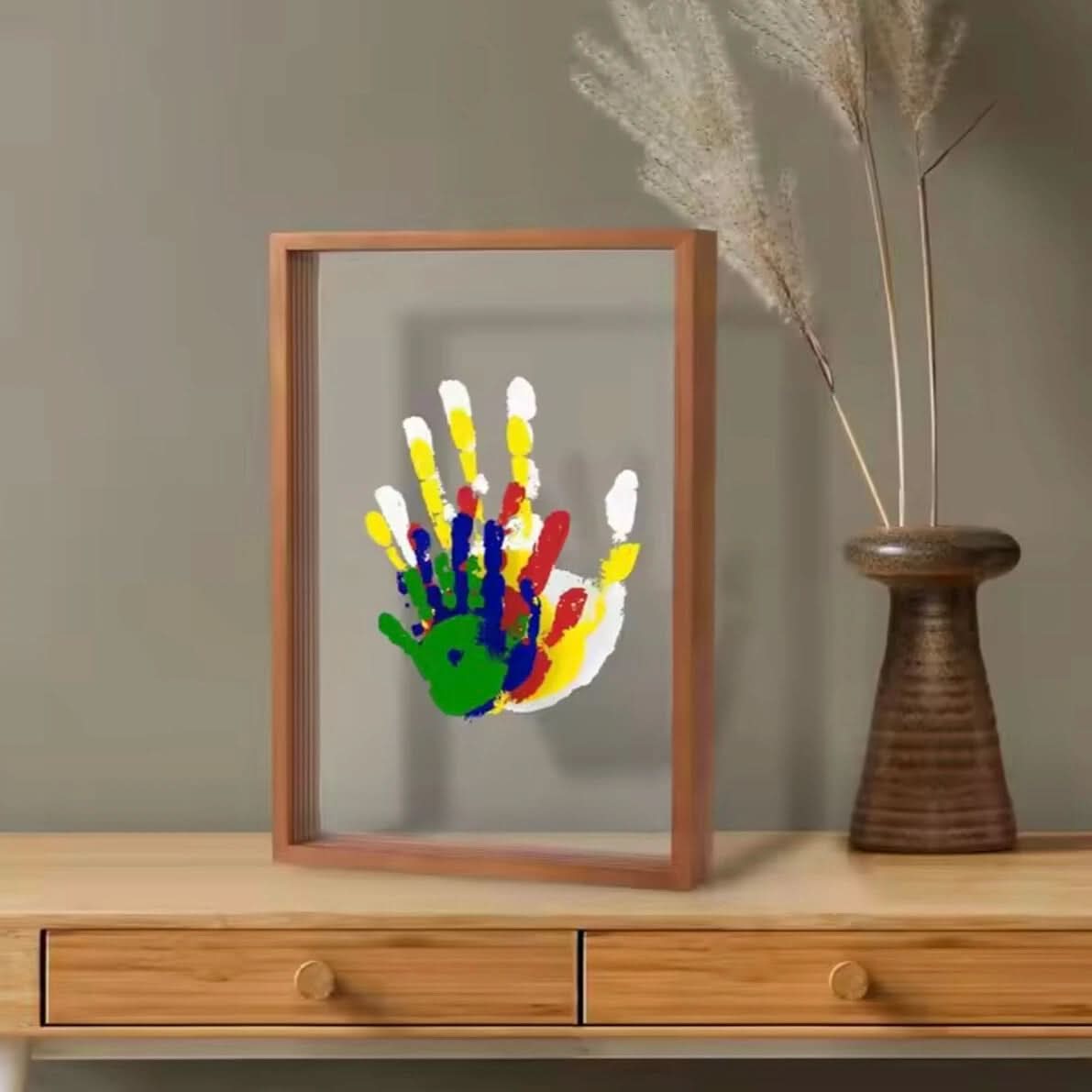 Baby Hand and Footprint Impression Kit with Clay and Wooden Frame