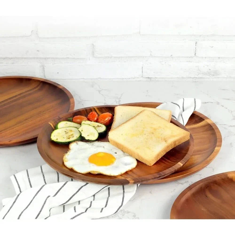 Stylish Dining Acacia Wood Tray – Reusable Round Design