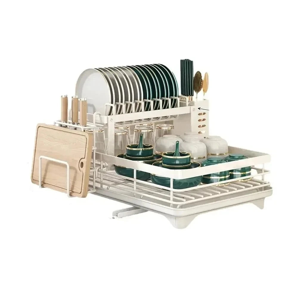 Space-Saving Dish Rack with Adjustable Stainless Steel Design